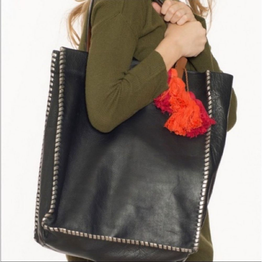 Lucky Brand Leather Whipstitch‎ Shopping Tote with Tassels - Picture 10 of 10